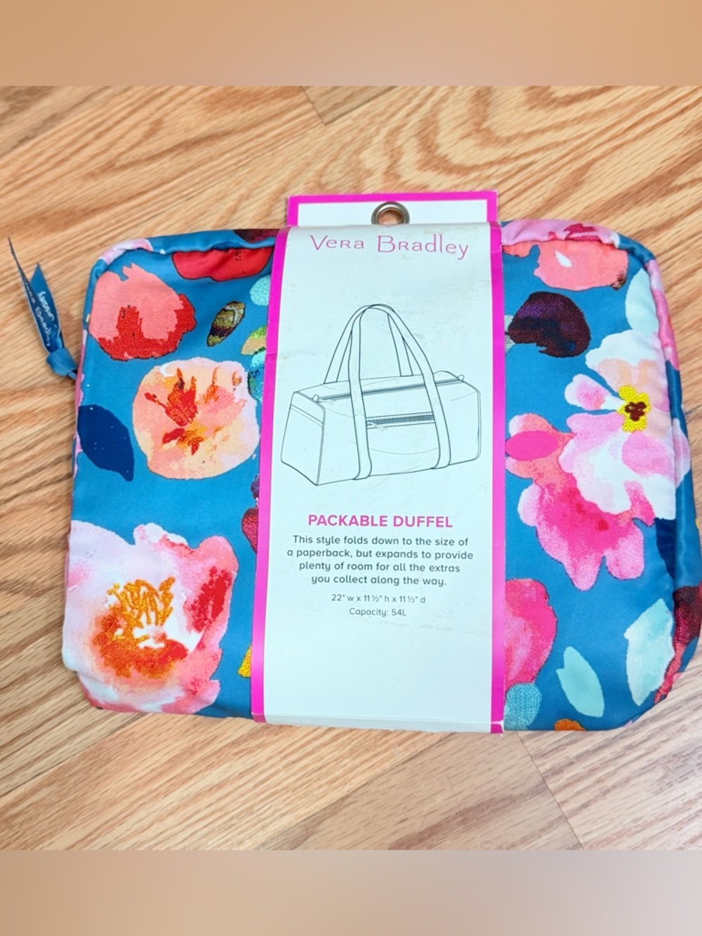 Vera Bradley Scattered Superbloom Packable Duffel Traveler  22x11 Lighten Up NWT